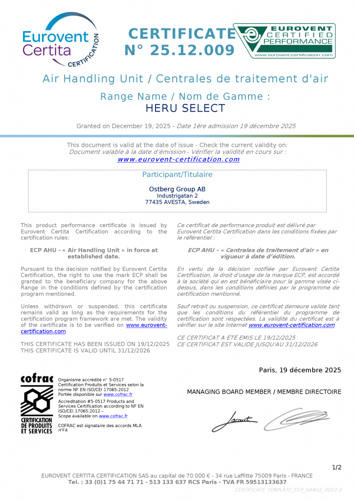 EUROVENT AHU HERU SELECT page 1/2